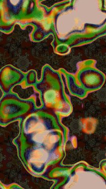 Yapraklı çiçekler ve kahverengi, yeşil ve gri renklerde papatya çiçekleri. Raster - stok. Taslak arkaplan deseni.