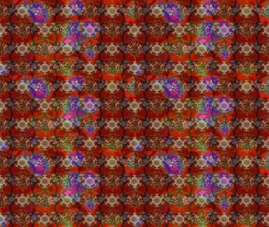 Düz Çiçek Elementleri Tasarım Raster illüstrasyonu. Çiçek desenli eskiz. Renkli Bahar Teması eskiz kalıbı. Kahverengi, kırmızı ve bej renkte çiçekler.