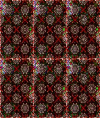 Patlayan çiçekler soyut olarak yerleştirilmiş. Raster illüstrasyonu. Yumuşak, bahar çiçekleri siyah ve kahverengi renklerde. Raster deseni.