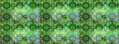 Raster illüstrasyonu. Damask altın soyut çiçek yeşil renklerde pürüzsüz desen. Süsleme.