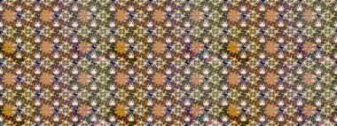 Çiçekli karalama şeklinde Raster çiçek deseni. Kahverengi ve bej renkli yaz çiçekleri. Raster illüstrasyonu.