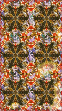 Kına dövmeli süs çiçekleri, altın çıkartmalar, mehndi ve yoga tasarımı, kartlar ve parmak izleri. Kahverengi renkte desen. Raster altın mehndi kusursuz desen.