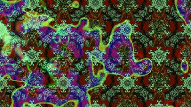 Renkli Bahar Teması eskiz kalıbı. Düz Çiçek Elementleri Tasarımı. Yeşil ve kahverengi renkli çiçekler. Raster illüstrasyonunda çiçek deseni çizimi.