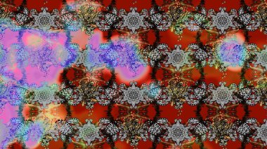 Raster illüstrasyonu. Gri ve kahverengi renkli çiçekler. Şirin çiçek elementleri. Çizim.