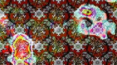 Düz Çiçek Elementleri Tasarımı. Süslü kumaş deseni. Renkli Bahar Teması eskiz kalıbı. Raster illüstrasyonunda çiçek deseni çizimi.