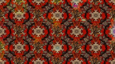 Eski moda arka plan. Raster illüstrasyonu. Desen, çizim, çiçek sınırı. Kıvırcık, parlak örgü. Güzel, parlak, pürüzsüz kumaş, tuval. Çiçeklerin çelengi.