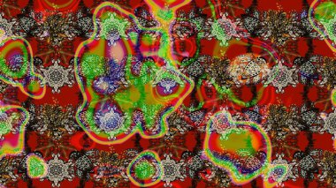 Renklerle. Güzel kumaş deseni. Raster illüstrasyonundaki çiçek desenli çizim. Raster illüstrasyonu.