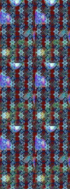 Raster illüstrasyonundaki çiçek desenli çizim. Mavi, kırmızı ve kahverengi renkte çiçekler.