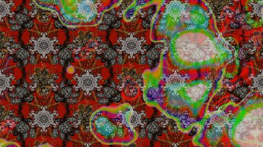 Raster illüstrasyonu. Çiçekli, yapraklı, çiçek desenli eskiz. El çizimi.