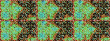 Yeşil ve altın desenli. Klasik raster şablonu. Tekrarlayan ögelerle kusursuz soyut arkaplan.