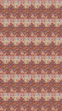 Raster illüstrasyonunda kusursuz çiçek deseni. Renkli Yaz Temalı Kusursuz Arkaplan. Pembe ve nötr renklerde çiçekler. Düz Çiçek Elementleri Tasarımı.