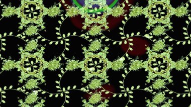 Raster illüstrasyonundaki çiçek desenli çizim. Çiçekler suluboya stilinde siyah, yeşil ve nötr renklerde.