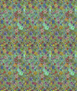 Pretty vintage feedsack pattern in small green a neutral, flowers. Millefleurs. Floral sweet seamless background for textile, fabric, covers, wallpapers, print, wrap, scrapbooking, quilting, decoupage