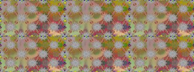 Renkli Yaz Temalı Kusursuz Arkaplan. Düz Çiçek Elementleri Tasarımı. Sevimli çiçek raster deseni. Modaya uygun kumaş deseni.