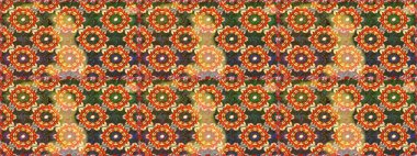 Raster illüstrasyonu. Damask altın soyut çiçek kahverengi renklerde dikişsiz desen. Süsleme.