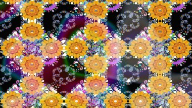 Çiçek deseni. Flower eskiz arka planı. Şatafatlı bahar bahçesi dokusu. Raster illüstrasyonu.