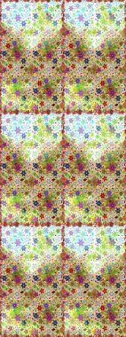 Renkli Bahar Temalı Kusursuz Arkaplan. Asya tekstil tarzında. Kusursuz çiçek deseni. Güzel kumaş deseni. Raster illüstrasyonu. Düz Çiçek Elementleri Tasarımı.