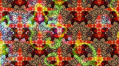 Kırmızı ve kahverengi çiçekli bahar çiçekleri. Küçük çiçekte güzel bir desen. Moda baskıları için zarif bir şablon. Motley illüstrasyonu. Küçük renkli çiçekler..