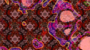 Renkli Bahar Teması eskiz kalıbı. Çiçekli çizim şekli. Kahverengi ve pembe renkli çiçekler. Düz Çiçek Elementleri Tasarımı.