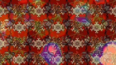 Renkli Bahar Teması eskiz kalıbı. Sevimli çiçek raster deseni. Düz Çiçek Elementleri Tasarımı. Kahverengi ve kırmızı renkte çiçekler.