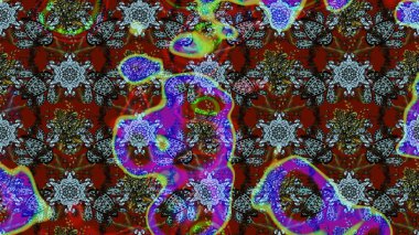 Kahverengi ve kırmızı renkte etnik çiçeklerle süslenmiş zarif bir eskiz şekli. Raster Çiçek İllüstrasyonu güzel tekstil..