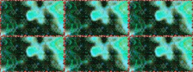 Yeşil ve mavi renklerde parlak çiçekli halı ile kusursuz desen..