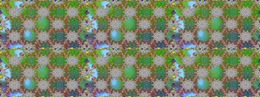 Raster illüstrasyonu. Eskiz tarzı yeşil ve gri renkler. Raster illüstrasyonu. El yapımı çiçek ve bitki koleksiyonu. Sevimli karalama çiçekleriyle kusursuz çiçek deseni..