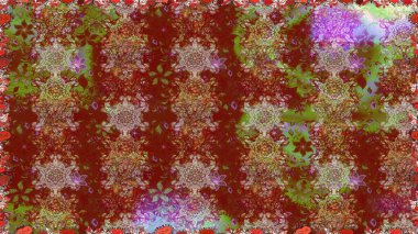 Sabıka fotoğraflarında, bebek kıyafetlerinde, duvar kâğıtlarında, paket kutularında falan kullanılabilir. Zarif, parlak ve pürüzsüz kahverengi ve kırmızı çiçek desenli tasarım. Raster..