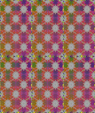 Renkli Yaz Temalı Kusursuz Arkaplan. Gri ve kahverengi renkli çiçekler. Düz Çiçek Elementleri Tasarımı. Raster illüstrasyonunda kusursuz çiçek deseni.