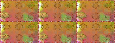 Raster suluboya çiçek deseni, narin çiçekler, kahverengi ve turuncu çiçekler, tebrik kartı şablonu. Raster Güzel kumaş deseni.