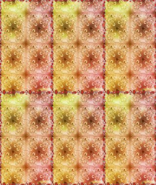 Bej ve kahverengi renklerde bahar çiçekleri. Raster illüstrasyonu. Çiçek ve yapraklı karalama şeklinde Raster çiçek deseni.