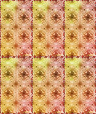 Bej ve kahverengi renklerde bahar çiçekleri. Raster illüstrasyonu. Çiçek ve yapraklı karalama şeklinde Raster çiçek deseni.