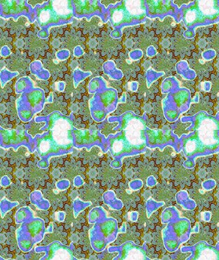 Raster illüstrasyonundaki çiçek desenli çizim. Yeşil renkte çiçekler.