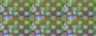 Raster illüstrasyonu. Eskiz tarzı yeşil ve gri renkler. Raster illüstrasyonu. El yapımı çiçek ve bitki koleksiyonu. Sevimli karalama çiçekleriyle kusursuz çiçek deseni..