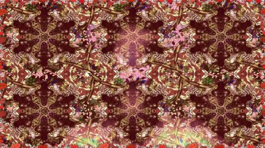 Barok tarzında kusursuz bir doğulu süsü. Geleneksel klasik raster altın pürüzsüz desen. Kahverengi renklerde altın elementler.