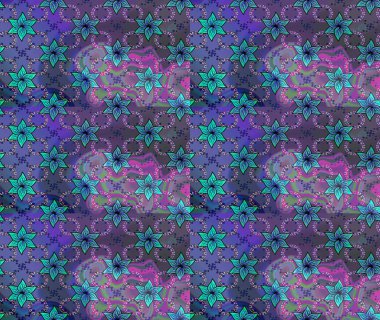 Gömlek, arka plan modelini çiz. Tropik çiçekler. Mor renkte çiçekler.