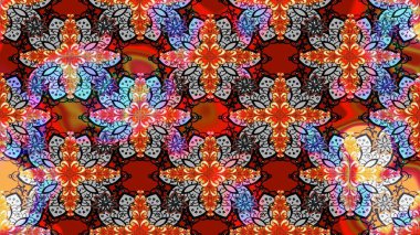 Karalama çiçekleri çizim kalıbı. Sanat esinlenilmiş ve gri stil çiçekler ve yapraklar. Raster deseni. Kırmızı ve gri el çizimi desen.