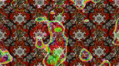 Soyut etnik raster çizim kalıbı. Arkaplan dokusu, duvar kağıdı, çiçek temalı renkler. Kabile sanatı boho baskısı, klasik çiçek arkaplanı.