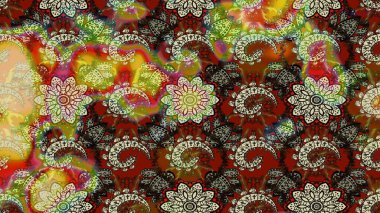 Çiçekli karalama şeklinde Raster çiçek deseni. Renkli çiçekler. Nazik, narin çiçek arkaplanı.