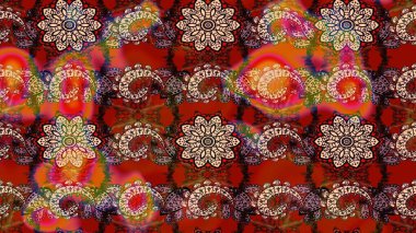 Çizgi çizimi kalıbı. Raster Moda kumaş deseni. Şirin çiçekler..