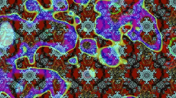 Raster illüstrasyonu. Mavi ve kahverengi renkte çiçekler. Çizim çiçek deseni duvar kağıdı için kullanılabilir.