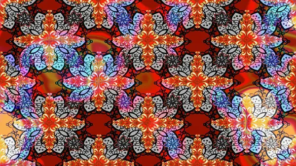 Karalama çiçekleri çizim kalıbı. Sanat esinlenilmiş ve gri stil çiçekler ve yapraklar. Raster deseni. Kırmızı ve gri el çizimi desen.