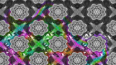 Gri çiçekli eskiz deseni, suluboya çiçek deseni, sevimli çiçek, duvar kağıdı, kart ya da kumaş için fayanslı. Raster - stok.