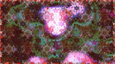 Kusursuz. Şirin çiçek elementleri. Raster illüstrasyonu. Kahverengi ve yeşil renkte çiçekler.