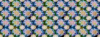 Güzel kumaş deseni. Mavi ve nötr renklerde. Raster illüstrasyonu. Raster illüstrasyonunda kusursuz çiçek deseni.