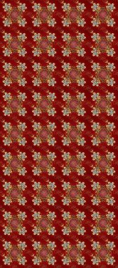 Doku arka planında altın duvar kâğıdı. Barok tarzında altın çiçekli süs. Damask kusursuz yinelenen arkaplan. Kırmızı, kahverengi ve bej renklerde altın element.