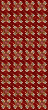 Doku arka planında altın duvar kâğıdı. Barok tarzında altın çiçekli süs. Damask kusursuz yinelenen arkaplan. Kırmızı, kahverengi ve bej renklerde altın element.