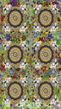 Kusursuz klasik raster altın desenli. Gri renkli ve altın elementli altın desenli. Geleneksel oryantasyon süsü. Klasik vintage arkaplan.