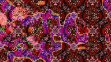 El çizimi. Raster illüstrasyonu. Çiçekli, yapraklı, çiçek desenli çizim..