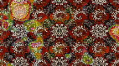 Parlak çiçekli halı renginde çizim deseni.